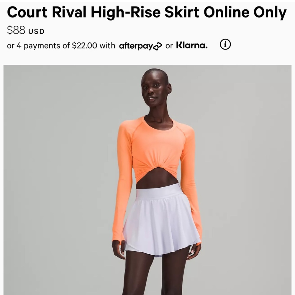 Lululemon Court Rival High Rise Skirt